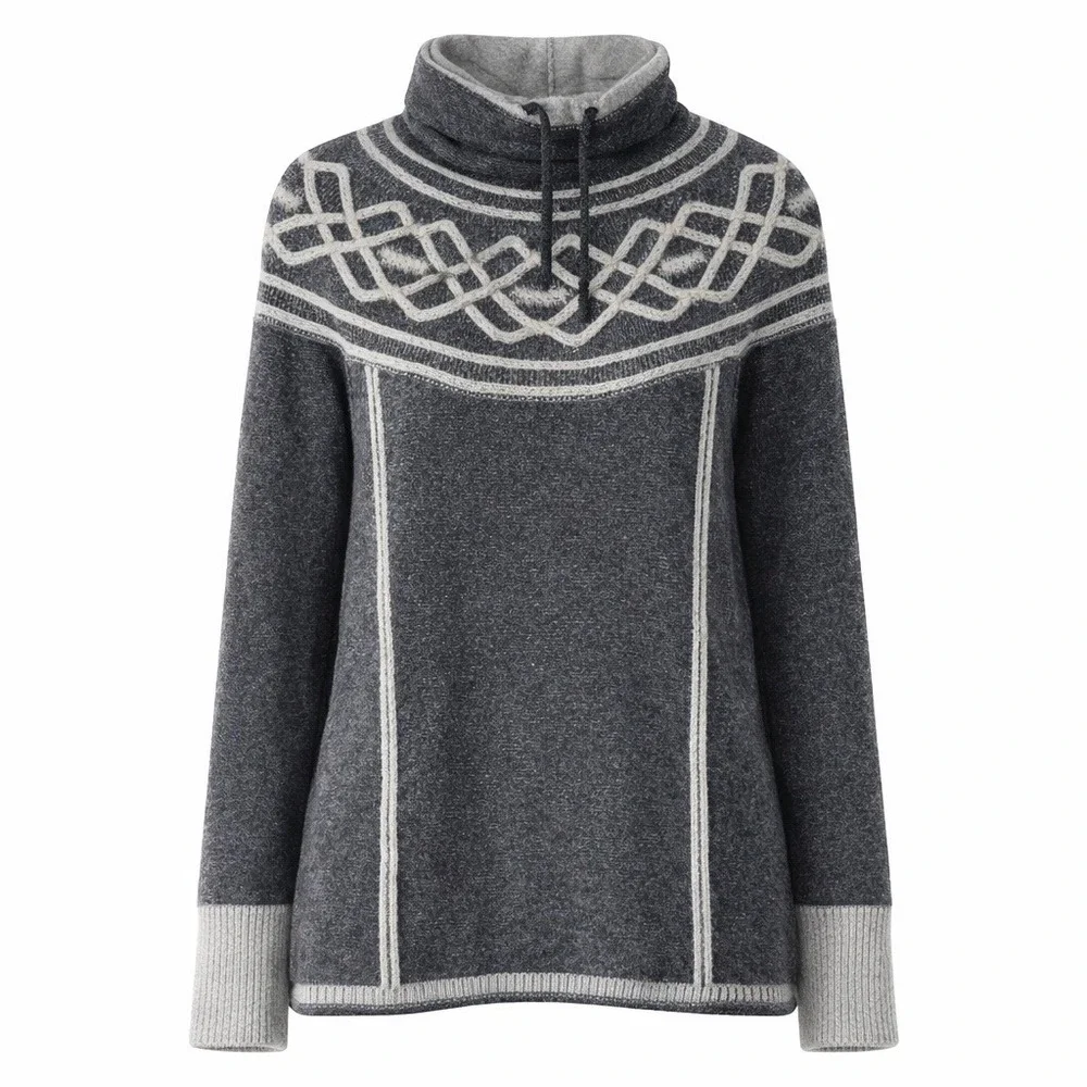 Eddie Bauer Womens Nordic‎ Fair Isle Sweater Gray Lagenlook Gorpcore Indie Small
